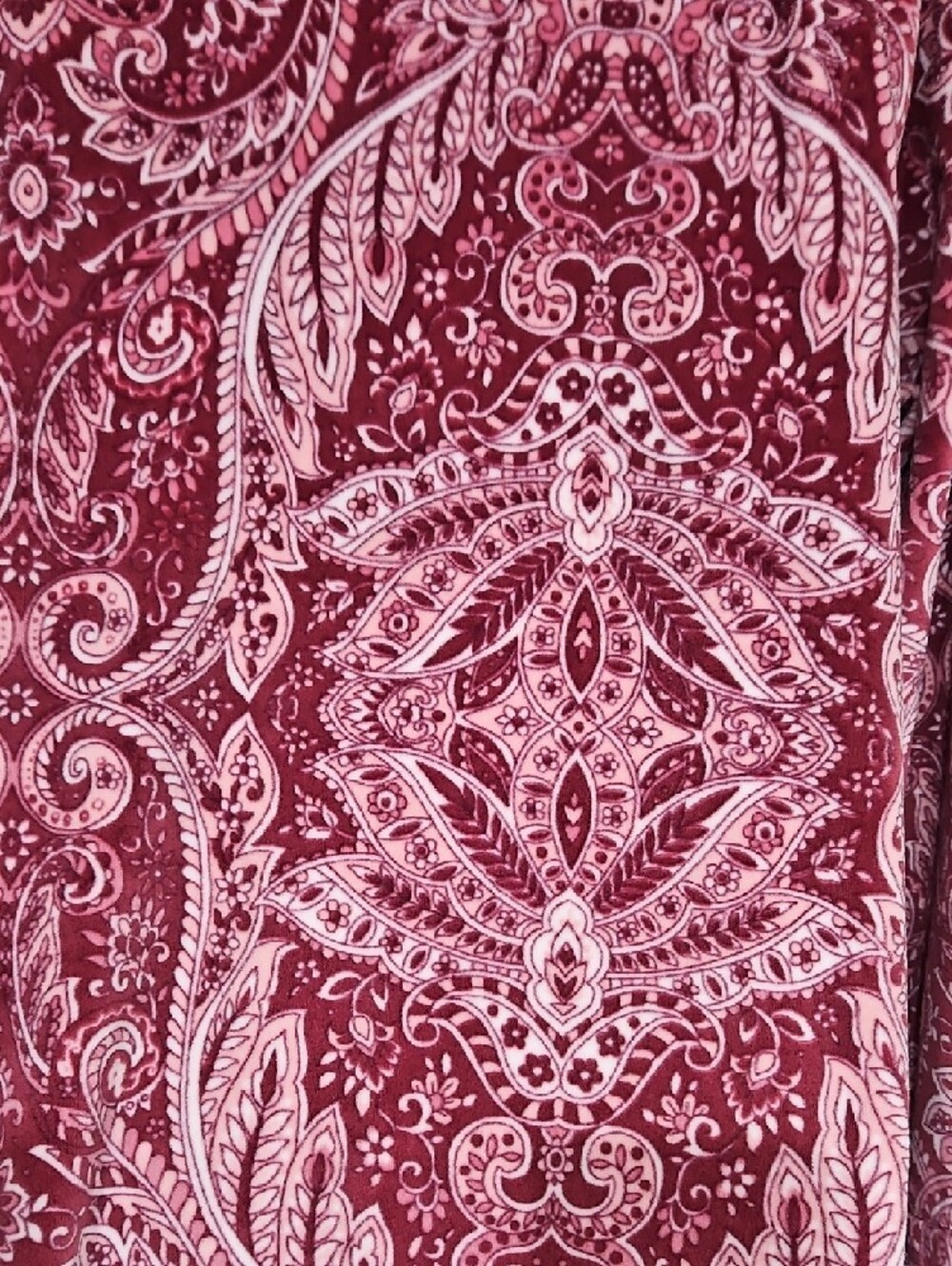 Miss Elaine | Women's Burgundy Pink Paisley Plush Zip-Front Loungewear Robe Sz L - Picture 5 of 7